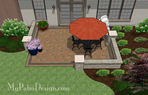 300 sq. ft. - DIY Paver Patio Design with Seat Wall