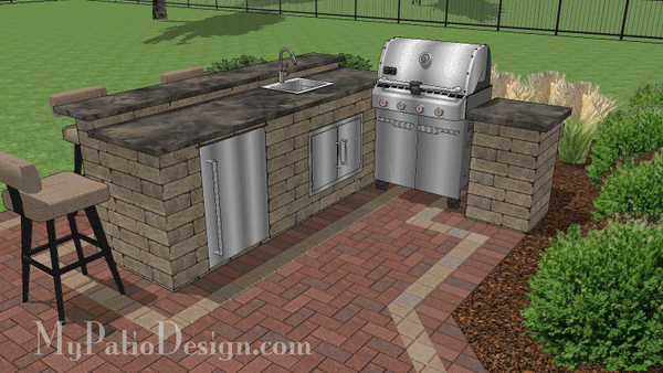 Outdoor Kitchen Design with Refrigerator R36 MyPatioDesign