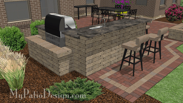 Outdoor Kitchen Design with Refrigerator R36 MyPatioDesign