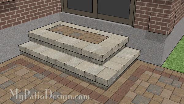 Patio Step Design for Corner - 2 Steps - 70 Wide Stoop –