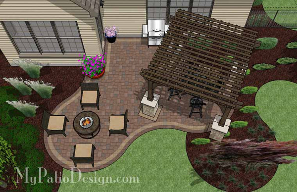 Small Outdoor Living Patio Design with Pergola | Download Plan 