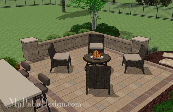 665 sq. ft. - Contrasting Paver Patio Design with Grill Station-Bar ...