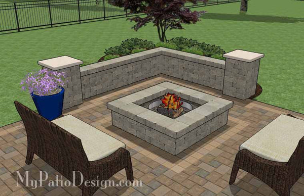 Fun Family Patio Design With Seat Walls 