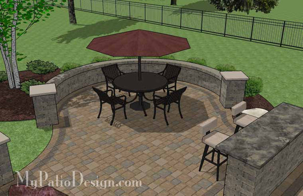 Large Paver Patio Design with Grill Station & Seat Walls | Download ...